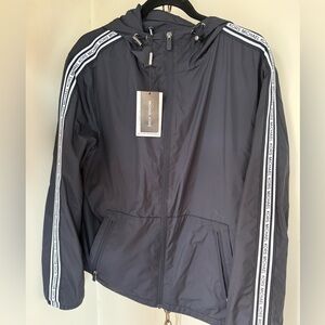 NWT Michael Kors Navy Hooded Windbreaker Jacket Size Large